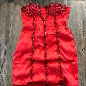 Formal Red Strapless Dress